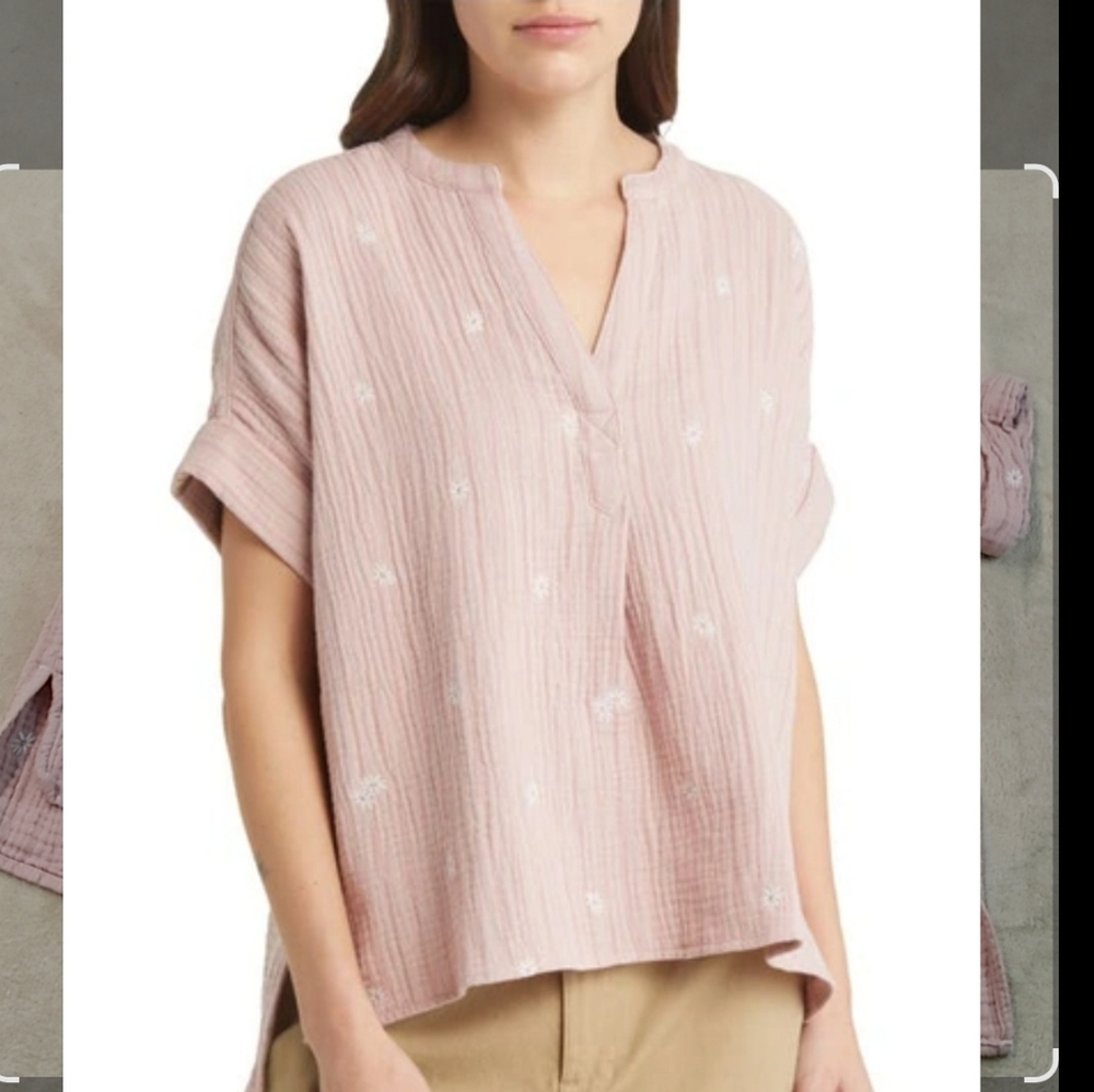 MADEWELL:embroidered Lakeline Popover Shirt In Warm Thistle Womens Size S
